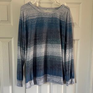 Blue and Gray Striped Long Sleeve Shirt